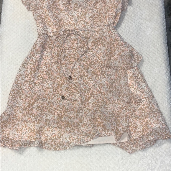 Twenty Ten Womens Mini Dress Pink and Beige Ruffle Sleeves Spring A-line Large - Picture 11 of 13